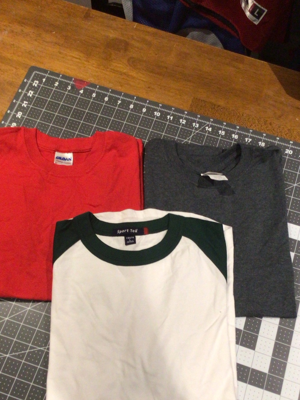 Kids Red Tee, Gray Tee & White-Green Baseball Tee - 3-Pack